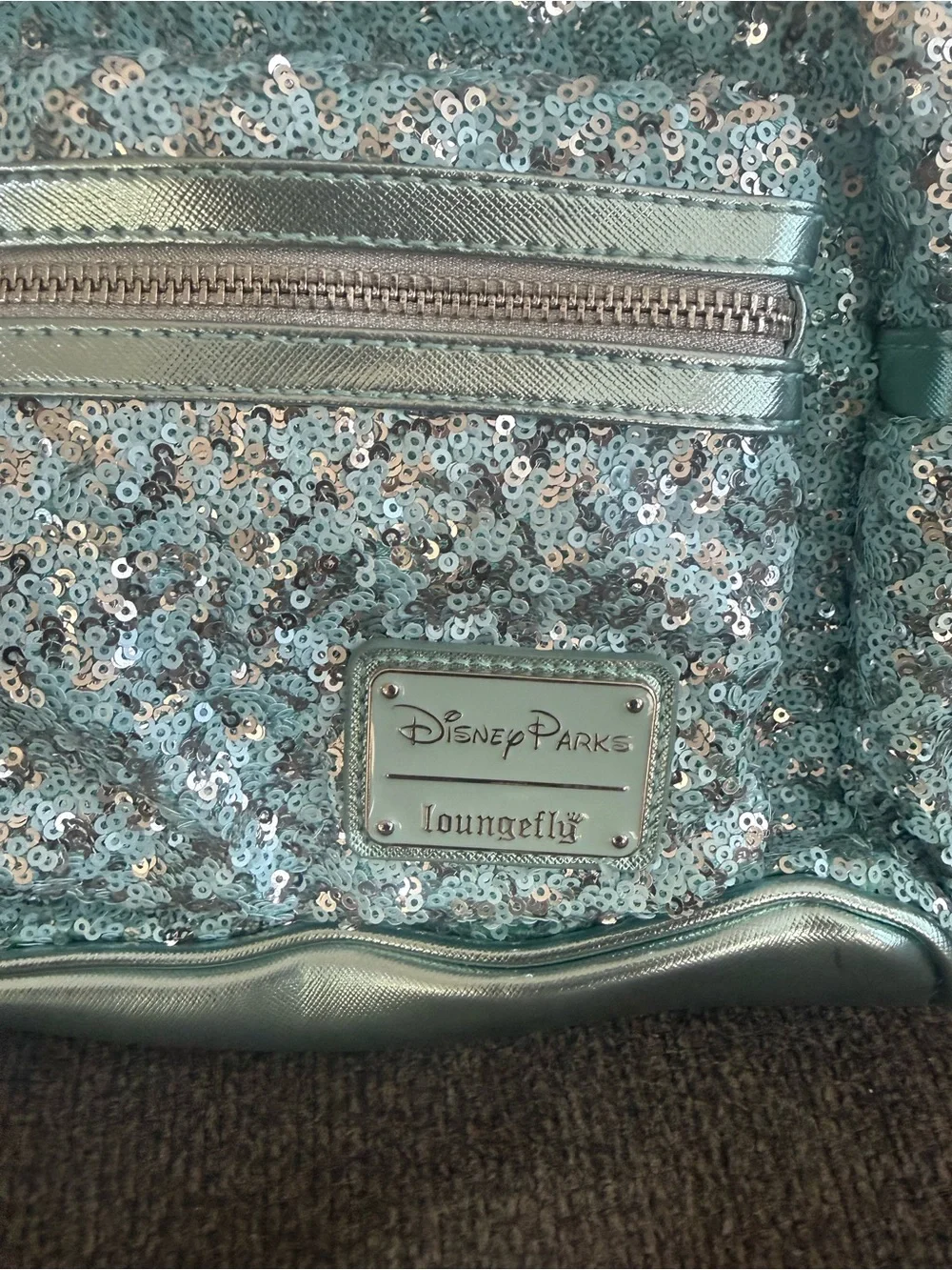 Loungefly Sequin Minnie Ear Backpack in Shimmery Aqua